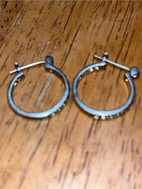 Sterling Silver Hoop Earrings With Stones